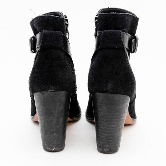 Cole Haan Black Suede Ankle Boots Booties With Buckle Detail Size 6.5 - Picture 4 of 10